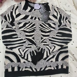 Herve Leger Monochrome Zebra Pattern Sweater